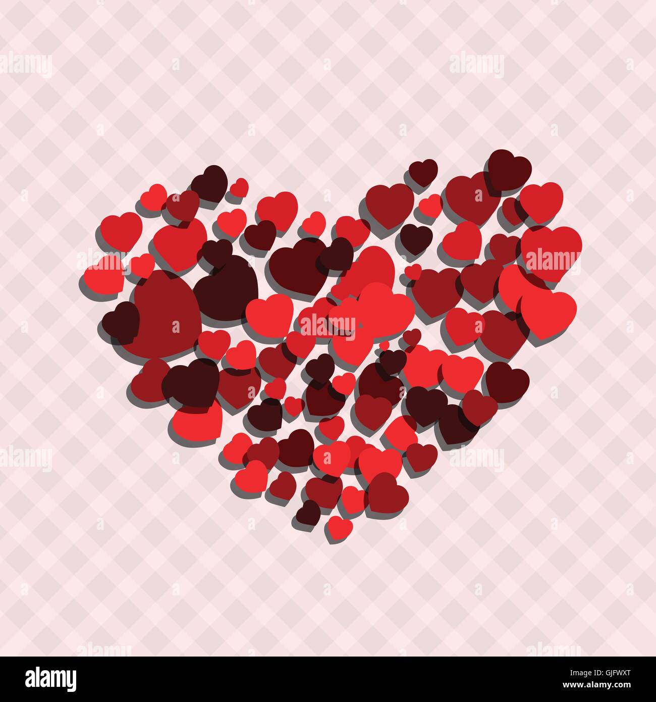 kleine rote Herzen erstellen großes Herz als Liebe Symbol abstrakte Liebe Konzept Vektorgrafik Stock Vektor