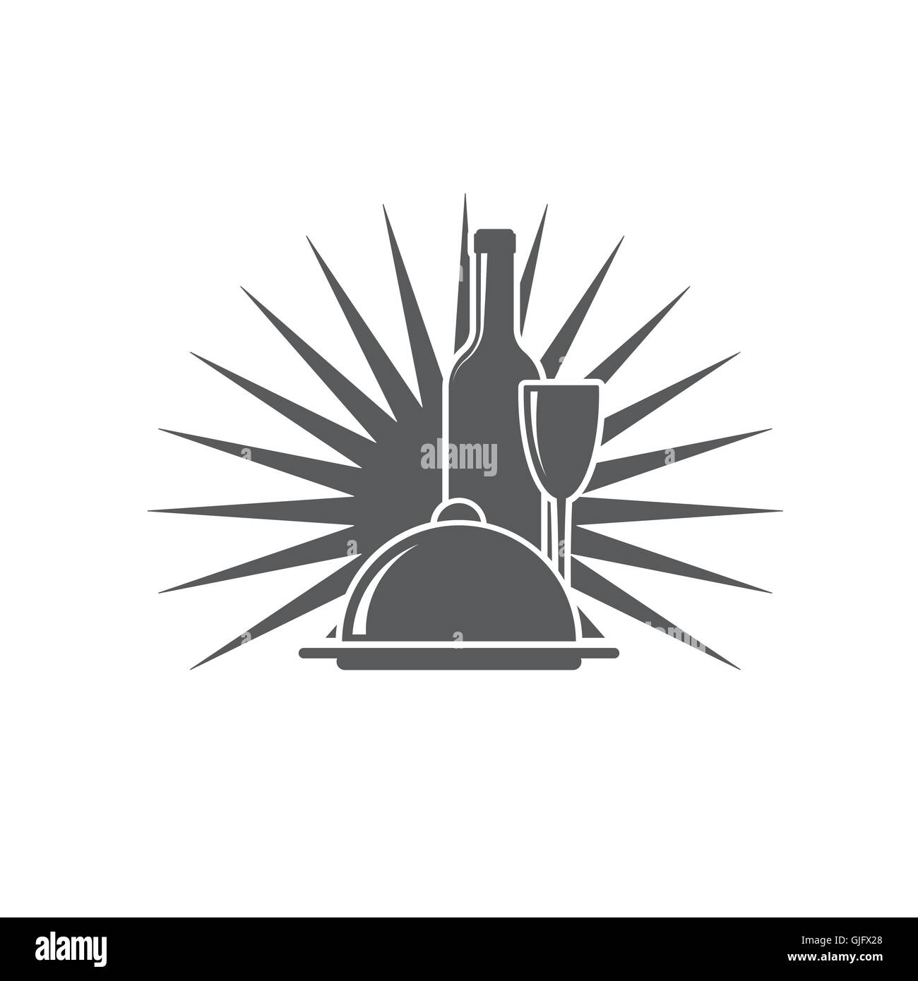 Weinglas, Wein, Flasche, Teller Menü Symbol abstrakte Vektor-illustration Stock Vektor
