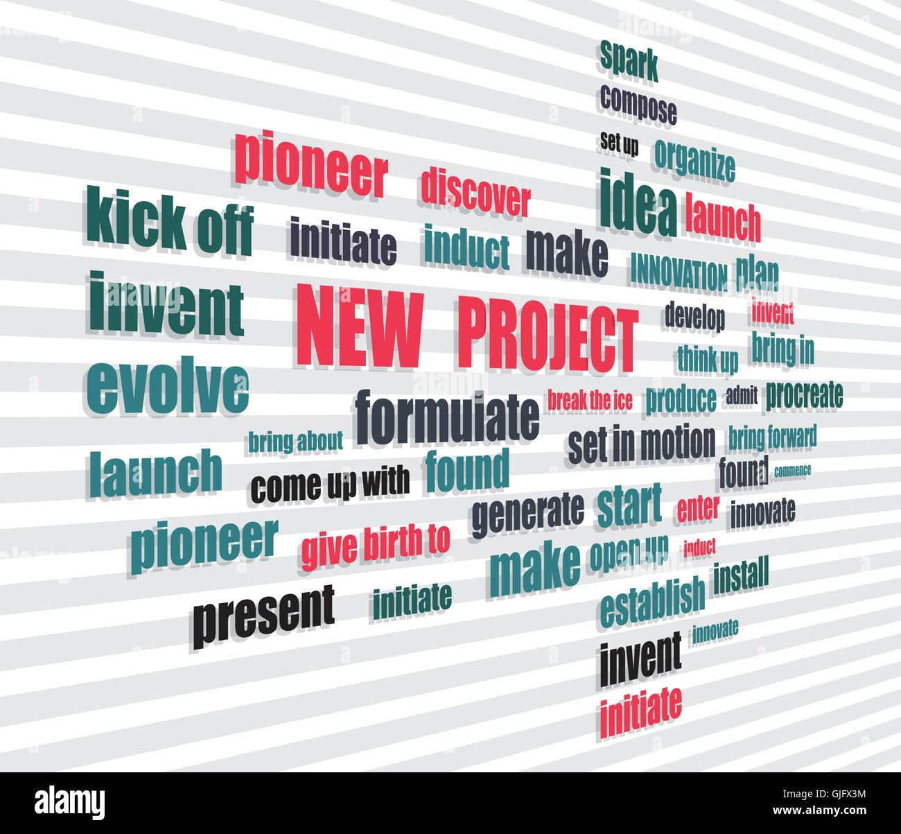 neue Projekt-Wörter als Pfeil bewegen vorwärts abstrakte Vektor-illustration Stock Vektor