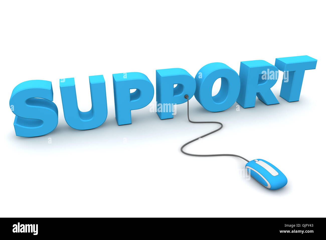 Durchsuchen Sie die Support - blaue Maus Stockfoto