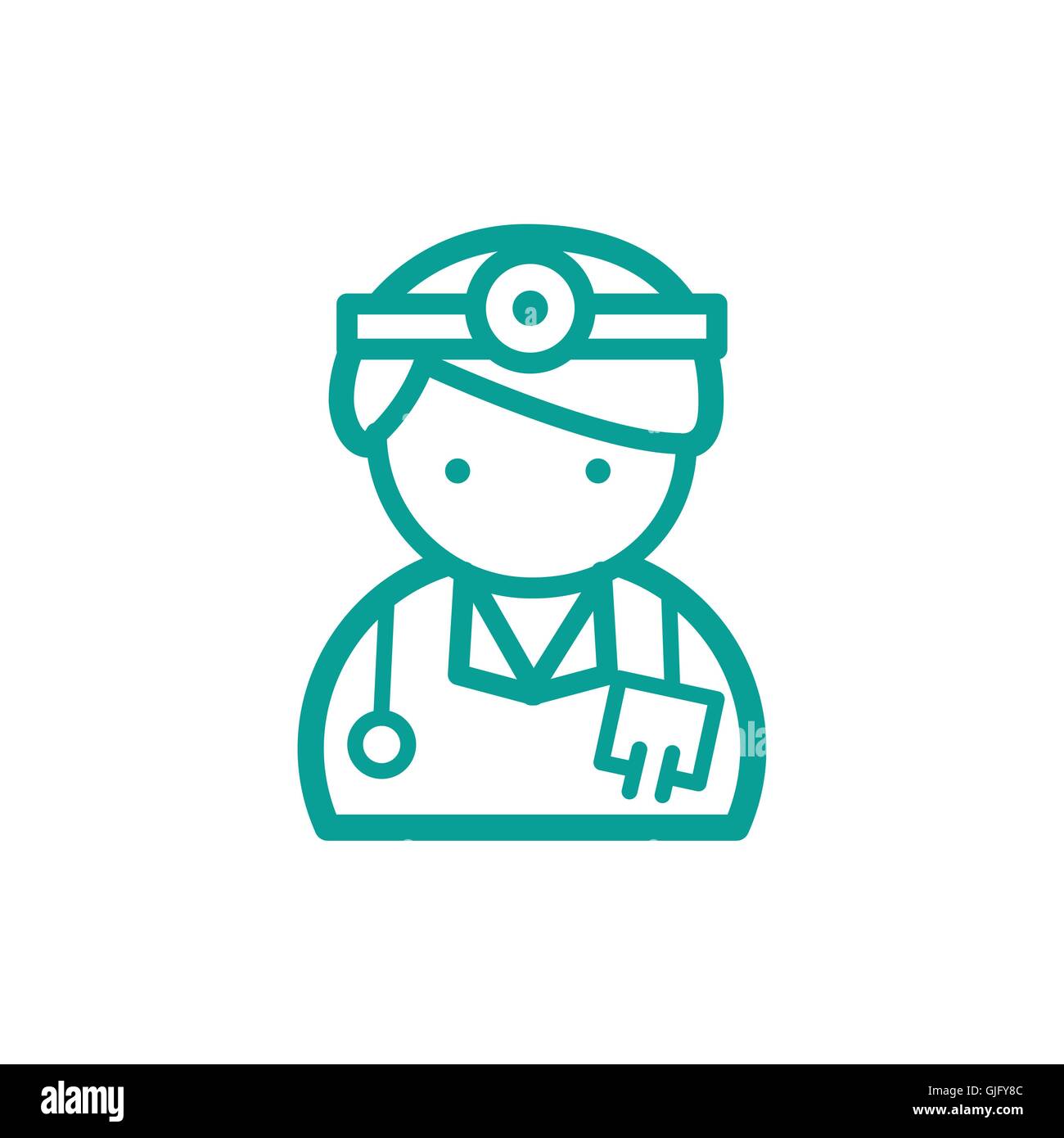 Arzt dünne Liniensymbol auf Beige Hintergrund isoliert Stock Vektor