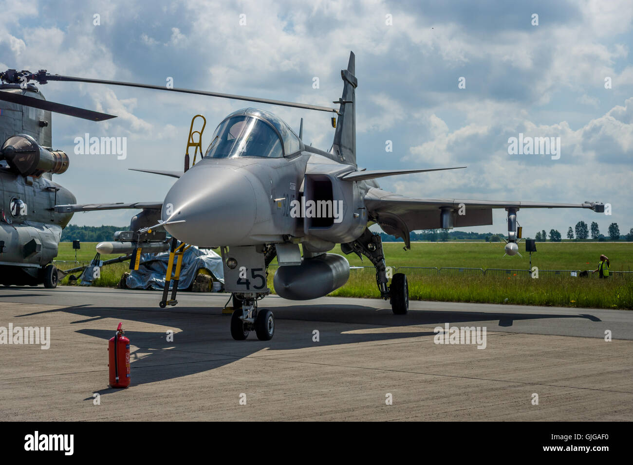 Kämpfer, Angriff und Aufklärung Flugzeug Saab JAS-39 Gripen. Tschechische Luftwaffe. Stockfoto