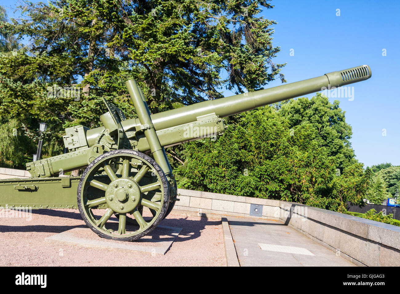 ML-20 152-mm-Kanone, Haubitze-Artillerie, Tiergarten, Berlin, Deutschland. Stockfoto