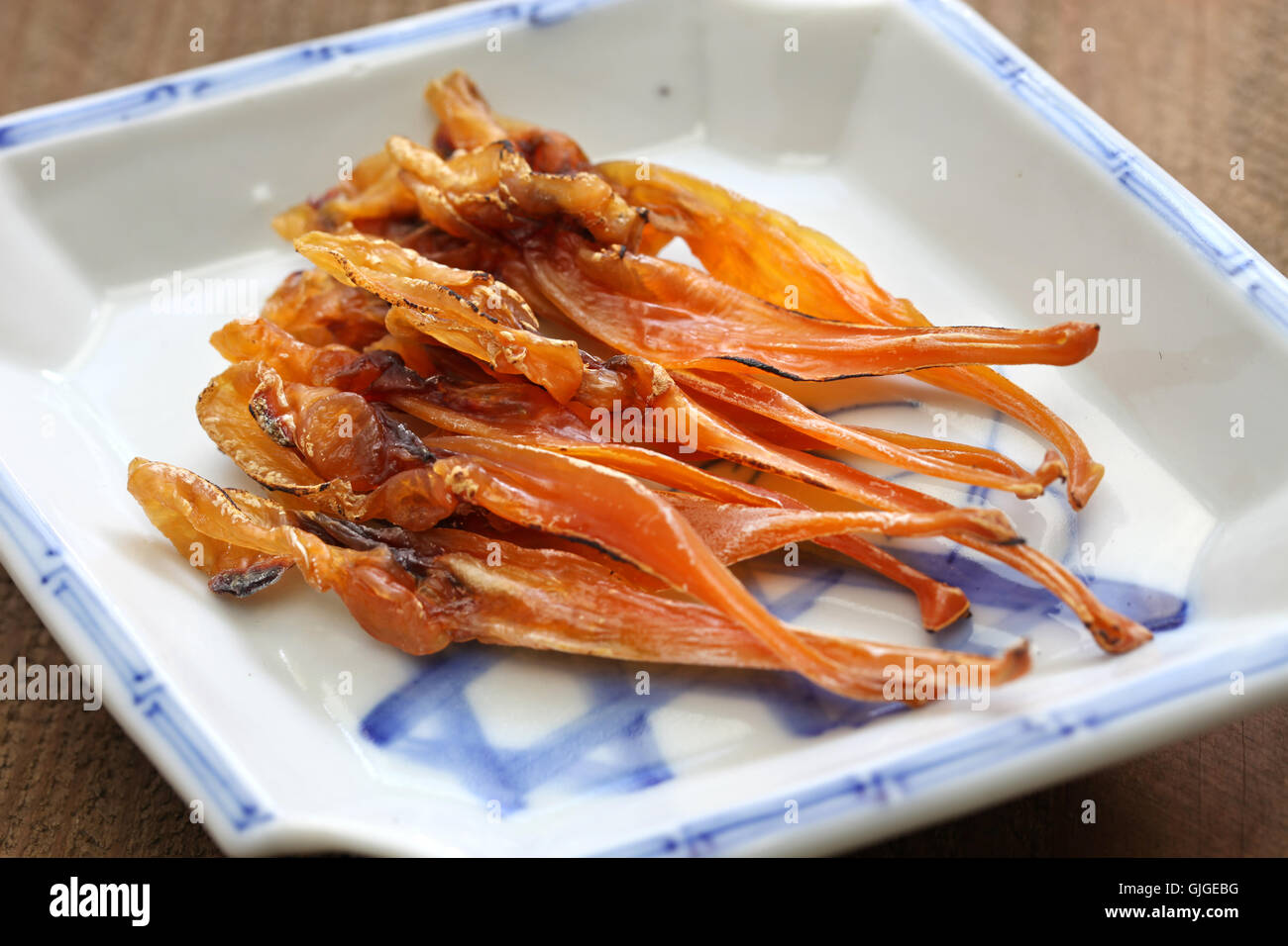 Himegai, japanisches Essen Delikatesse getrocknet marine Produkt Trog-Schale Stockfoto