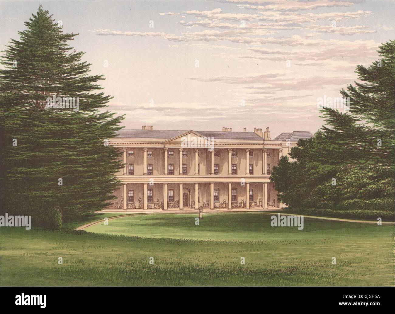 West Wycombe Park, Nordfront, Buckinghamshire. MORRIS, antike print c1893 Stockfoto