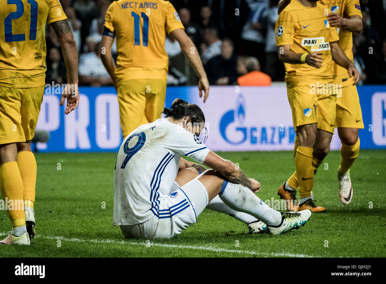 Dänemark, Kopenhagen, 16. August 2016. Federico Santander (19) der FC Kopenhagen während der UEFA Champions League Play-off-Spiel zwischen FC Kopenhagen und APOEL Nicosia FC bei Telia Parken Credit: © Kim M. Leland/Alamy Live-Nachrichten Stockfoto