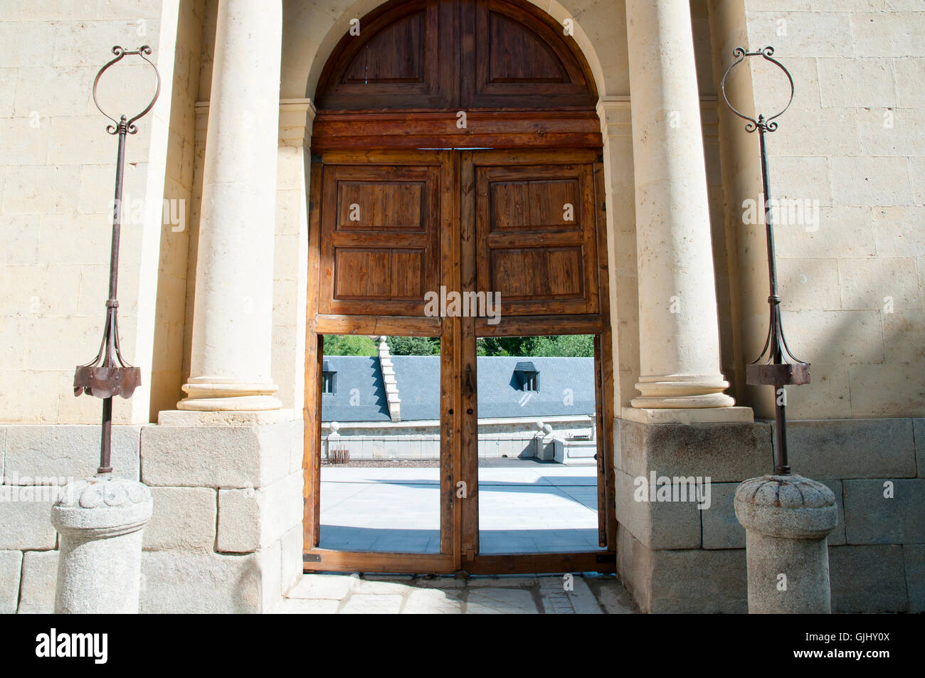 Real Casa De La Moneda Haustür - Segovia - Spanien Stockfoto