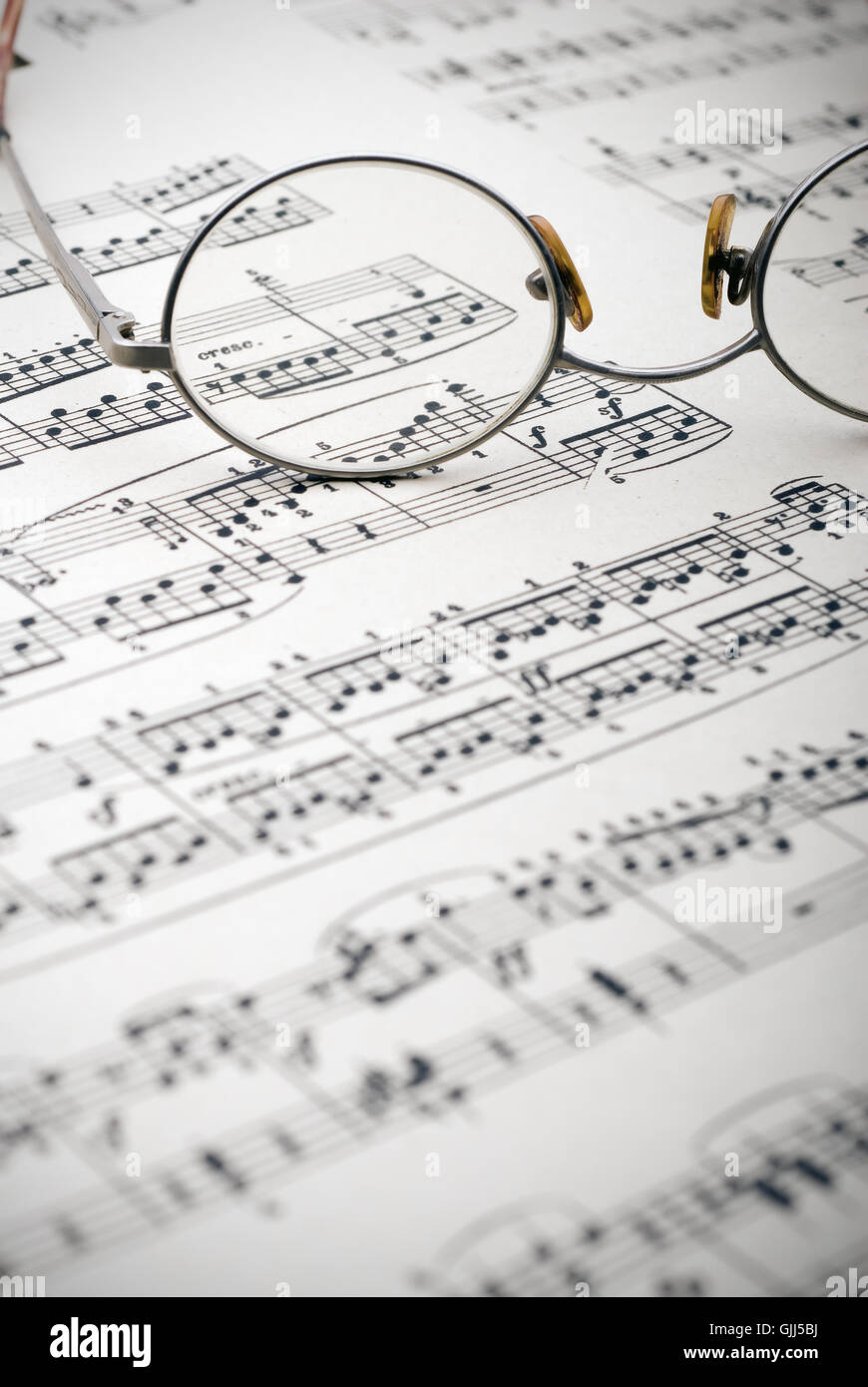 Musik Brille Brille Stockfoto