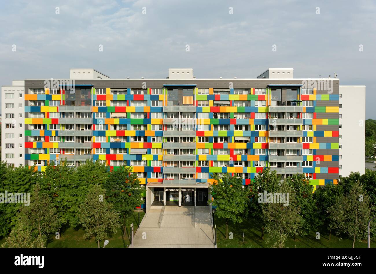 Fassade Haus gekonnt farbige frontal Stockfoto