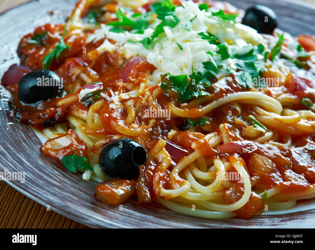 Solomos Engelshaar Pasta - griechische Nudeln. Stockfoto