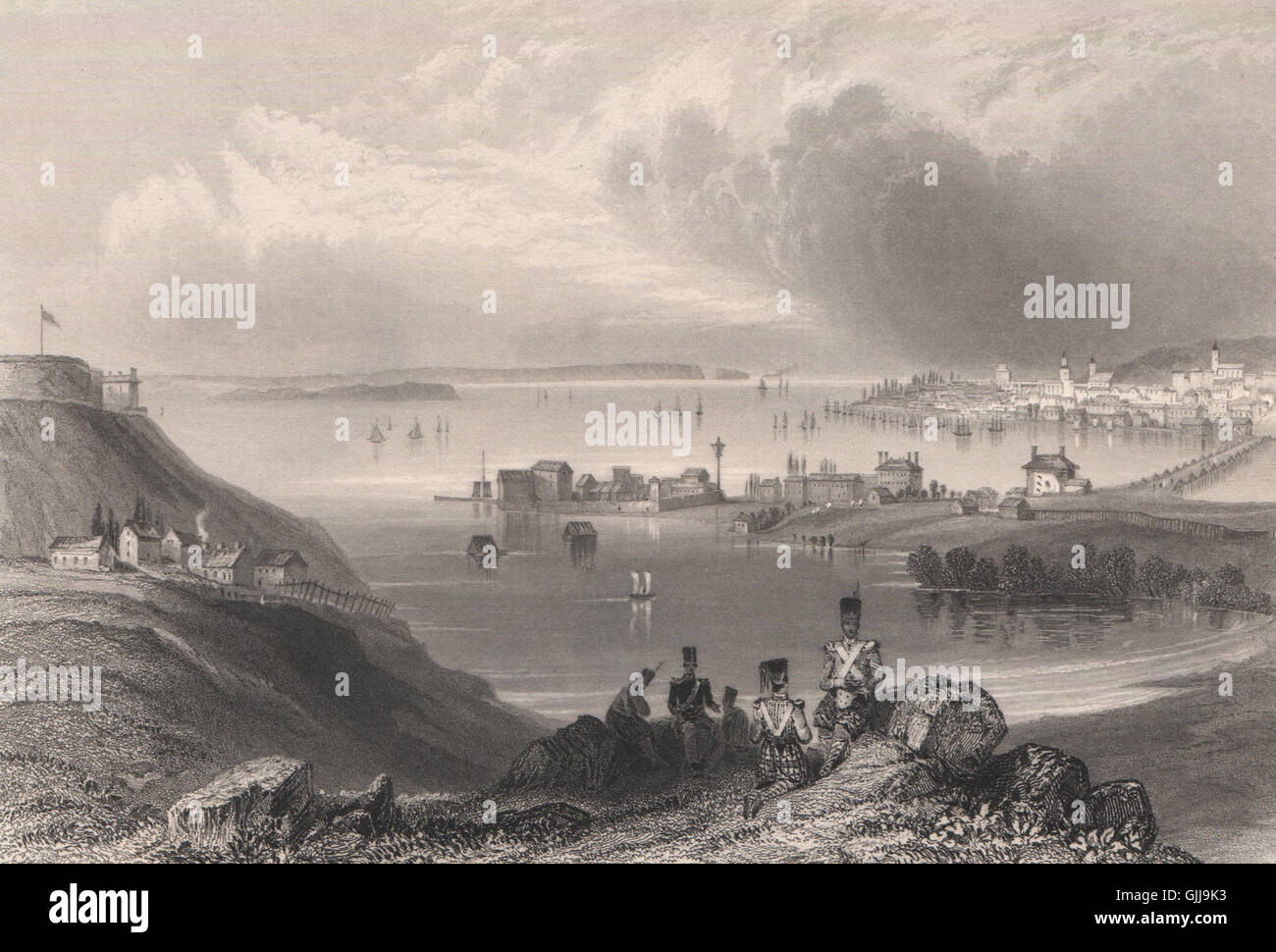 Kanada. Kingston, Ontario. Fort Henry auf linken Seite. BARTLETT, antique print 1842 Stockfoto