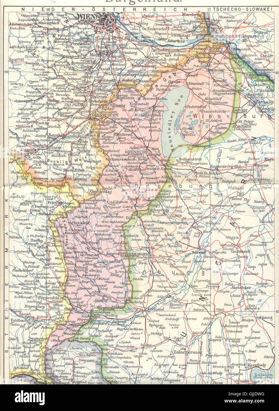 Mappa di burgenland Fotos und Bildmaterial