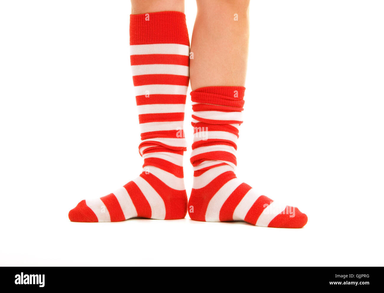 lustige Socken, gestreift Stockfoto