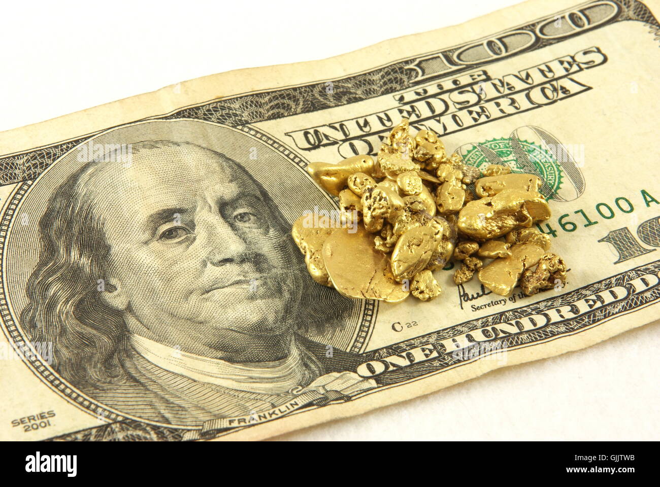 Dollar Dollar golden Stockfoto