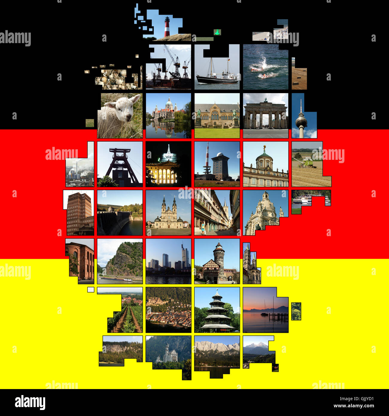 Zusammensetzung - Deutschland in den Quadraten Stockfoto