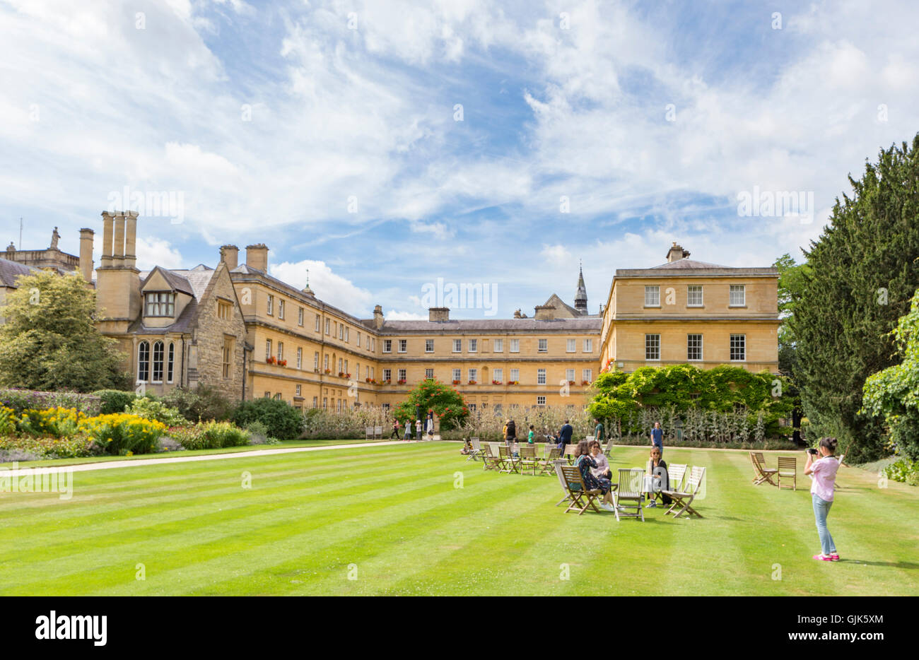 Architektur und Gärten des Trinity College in Oxford, Oxfordshire, England, UK Stockfoto