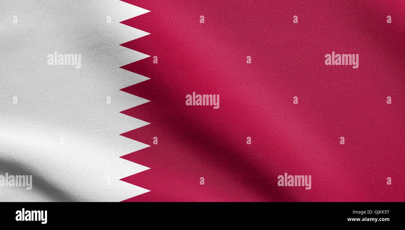 Flagge von Katar winken in den Wind mit detaillierten Stoff. Katar Nationalflagge. Stockfoto