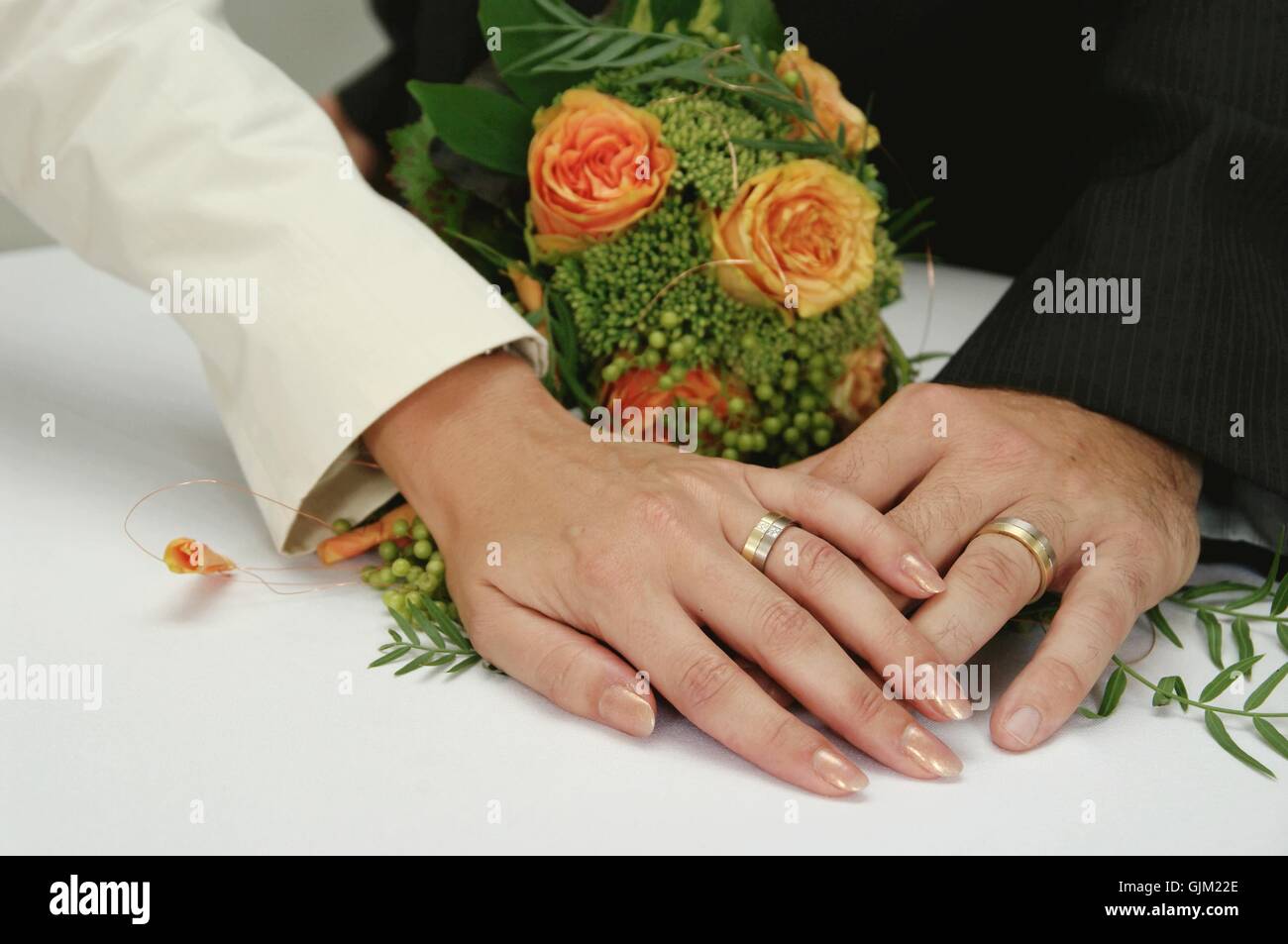 Hochzeit, Ehe, Hände, Ringe, Eheringe Stockfoto