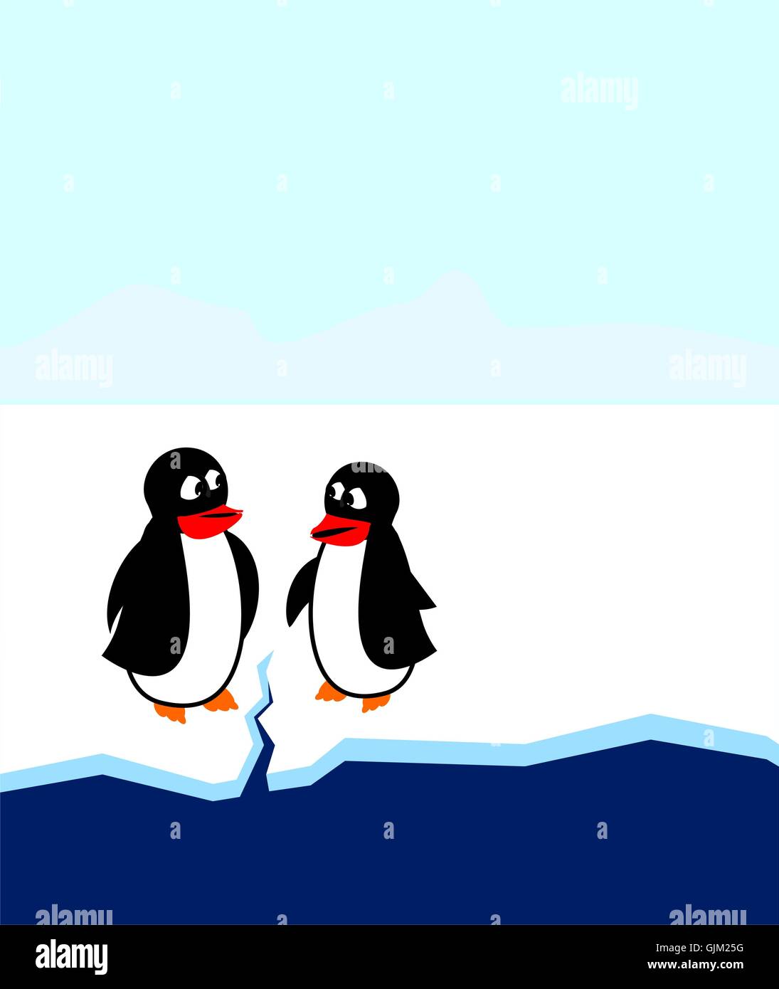 Pinguine zu entdecken, die globale Erwärmung Stockfoto