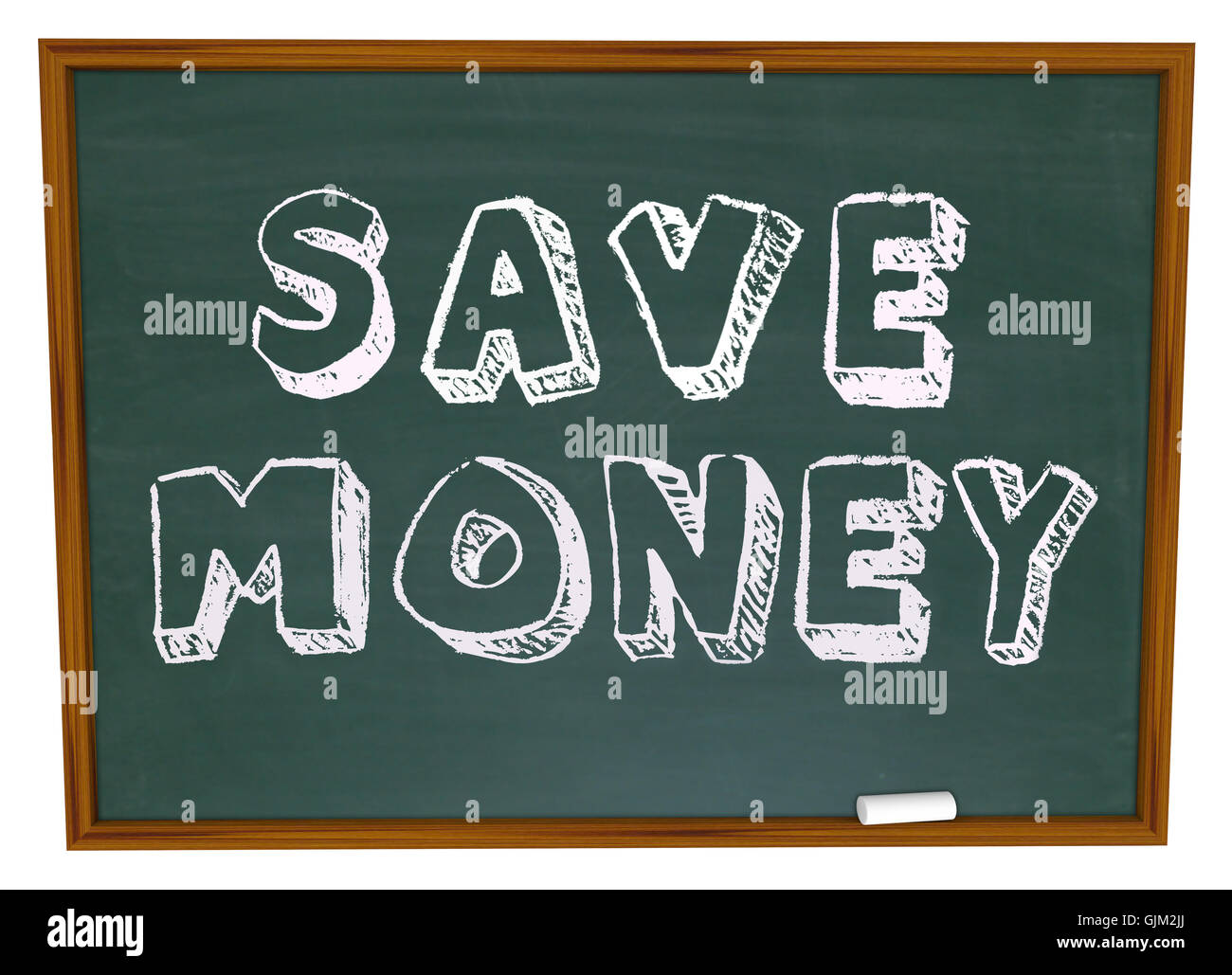 Sparen Sie Geld Wörter auf Tafel Bildung Einsparungen Stockfoto
