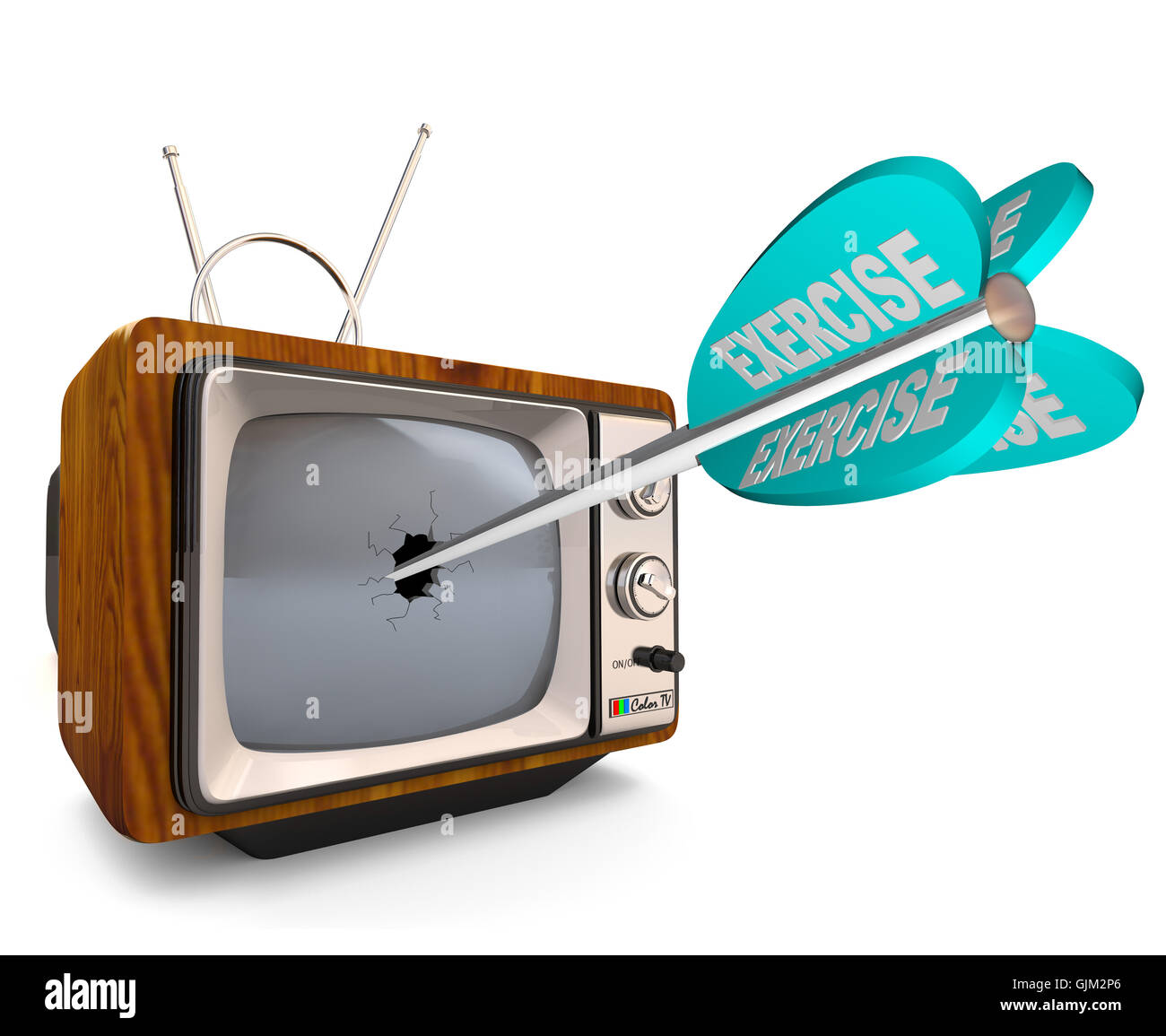 Übung - reduzieren Sie vor dem Fernseher und körperlich Fit Stockfoto