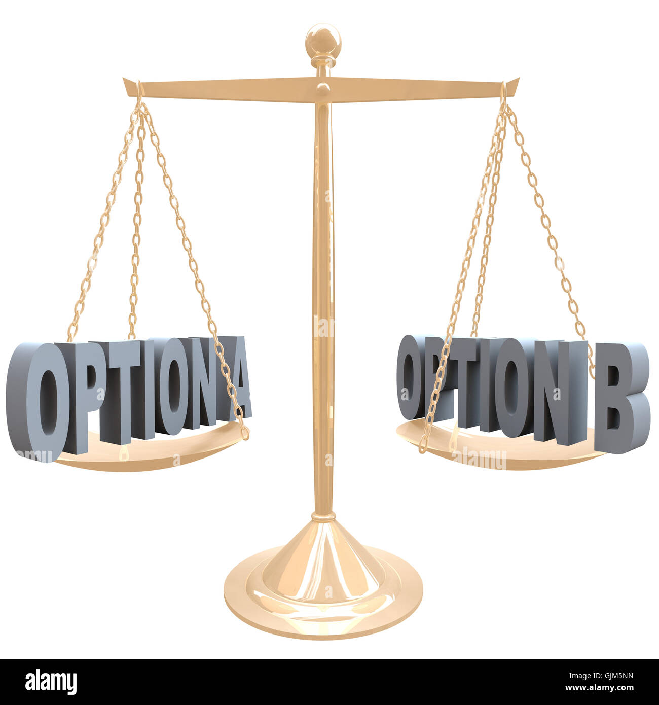 Wägen Ihre Optionen - Entscheidungen im Maßstab Stockfoto