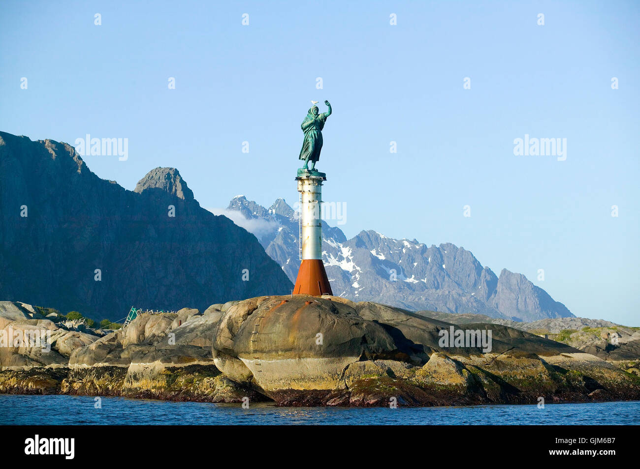 Statue Port Eingang Nord Norwegen Stockfoto