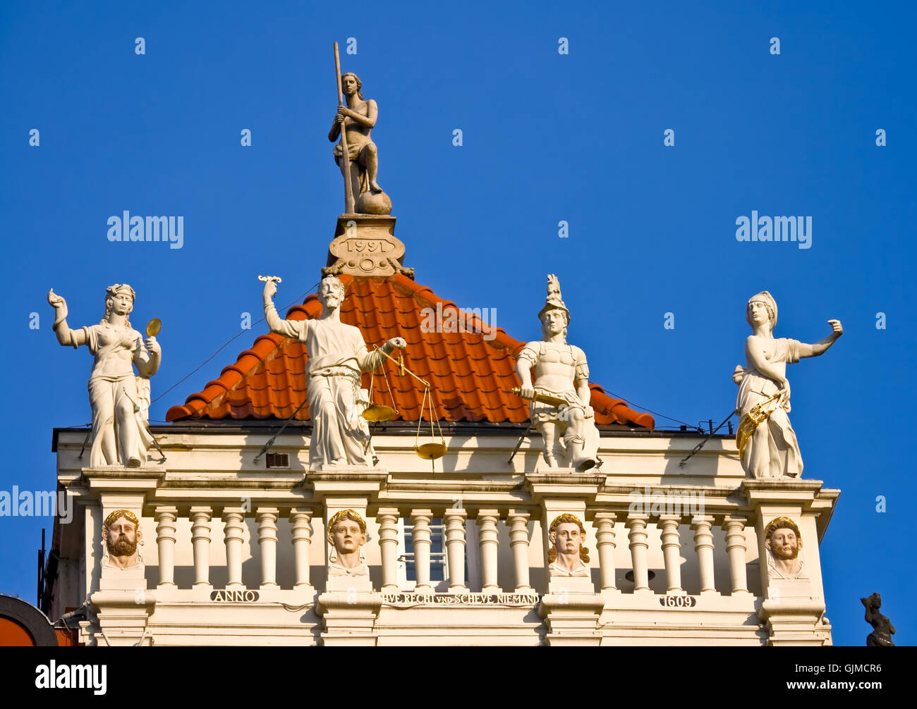 Detail eines Hauses in Danzig Stockfoto