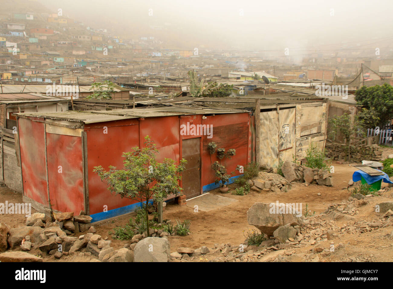 Hütten in den Slums, lima Stockfoto