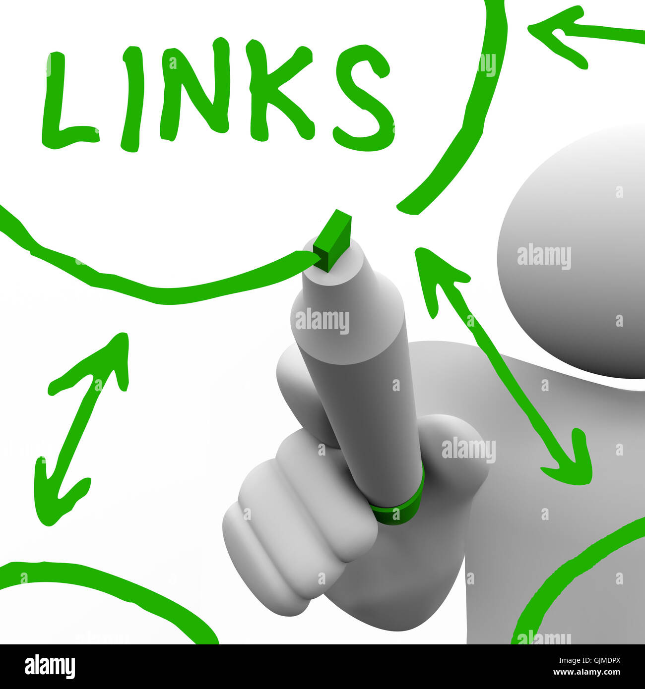 Links verbunden im Netzwerk auf Whiteboard gezeichnet Stockfoto