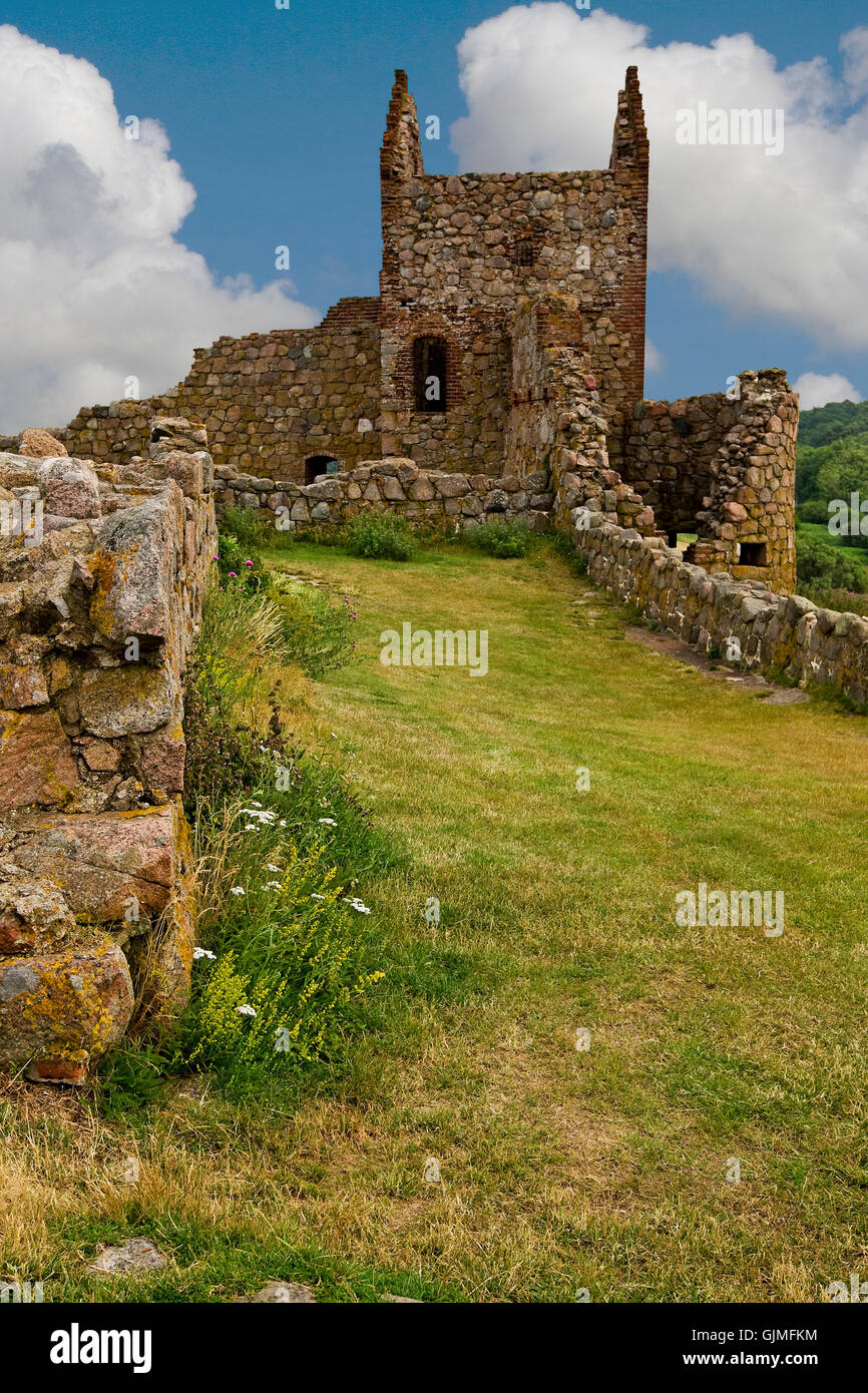 Hammershus Burgruine auf bornholm Stockfoto