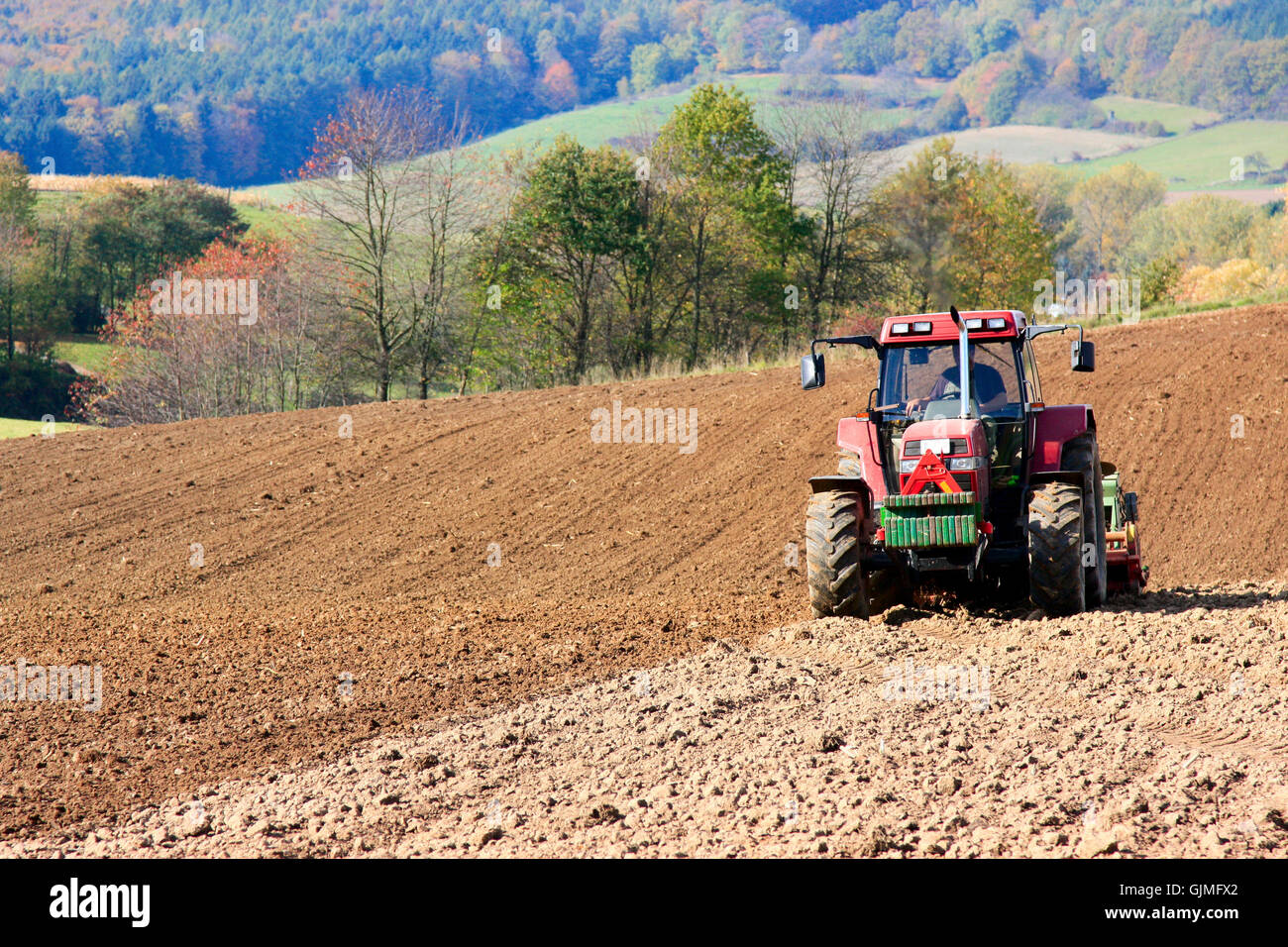 Feld Hektar großen Traktor Stockfoto
