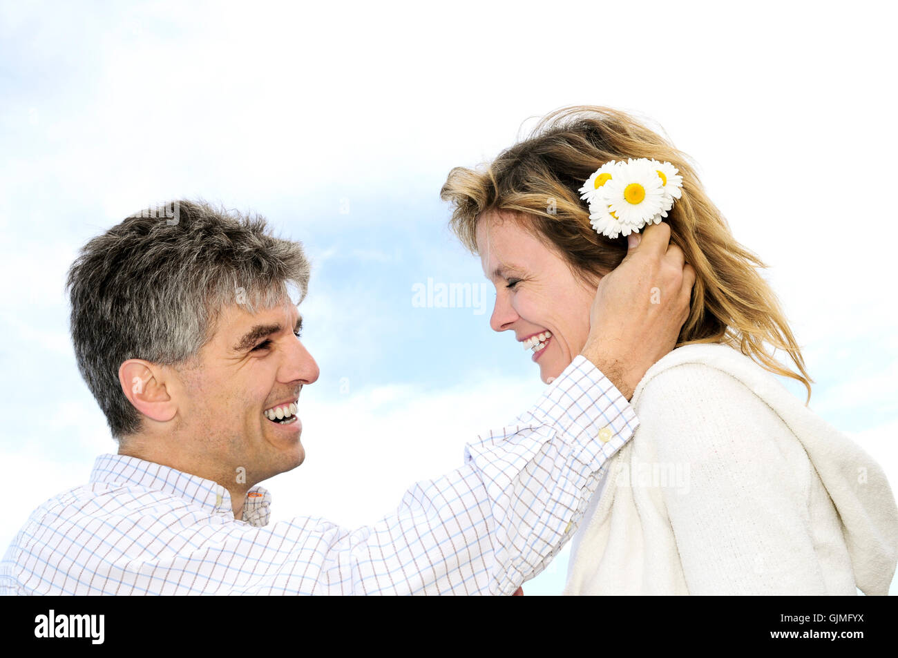 Frau romantische Blume Stockfoto
