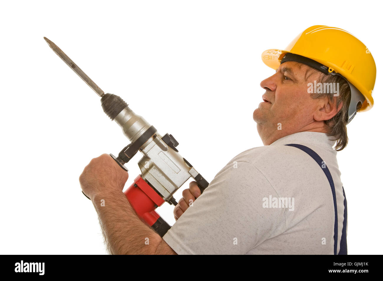 Bau Arbeiter Installer Bohrhammer Stockfoto