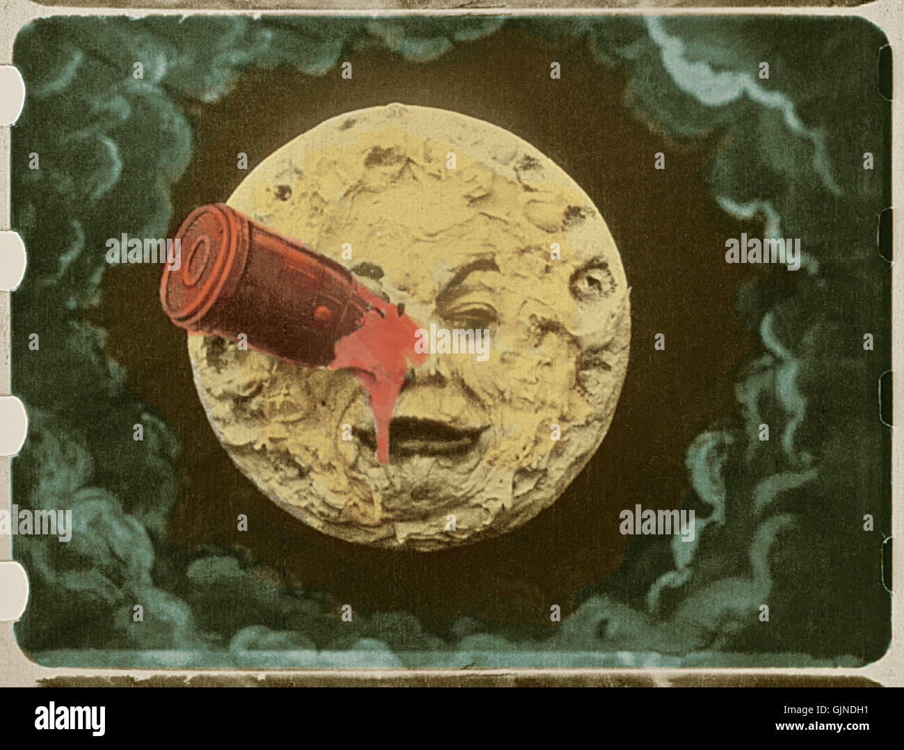 Melies Farbe Voyage Dans la lune Stockfoto