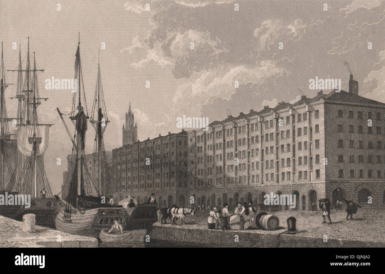 Gorée Lagerhallen, Georges Dock, Liverpool. Dem Erdboden gleichgemacht 1958. Jetzt Strand Street, 1829 Stockfoto