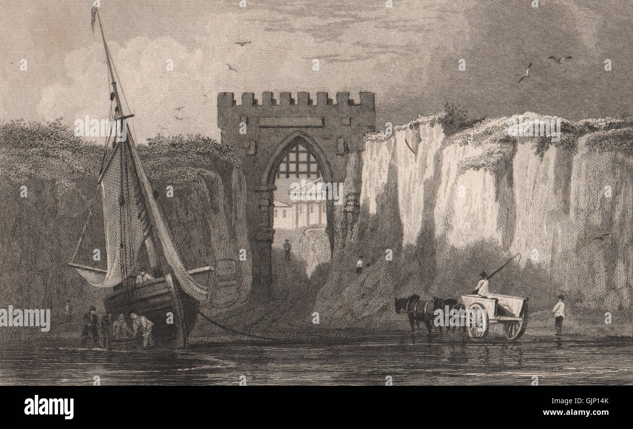 Isle Of Thanet Kingsgate, Broadstairs, Kent. Charles II landen. GASTINEAU 1829 Stockfoto