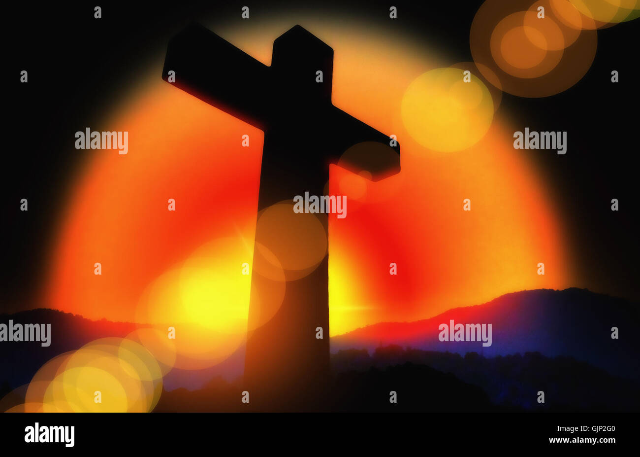 Eine einfache, aber auffällige Darstellung des christlichen Kreuzes, die den Glauben und die religiöse Bedeutung symbolisiert. Das Bild konzentriert sich auf das Kreuz als zentrales Symbol der christlichen Tradition und Spiritualität. Stockfoto