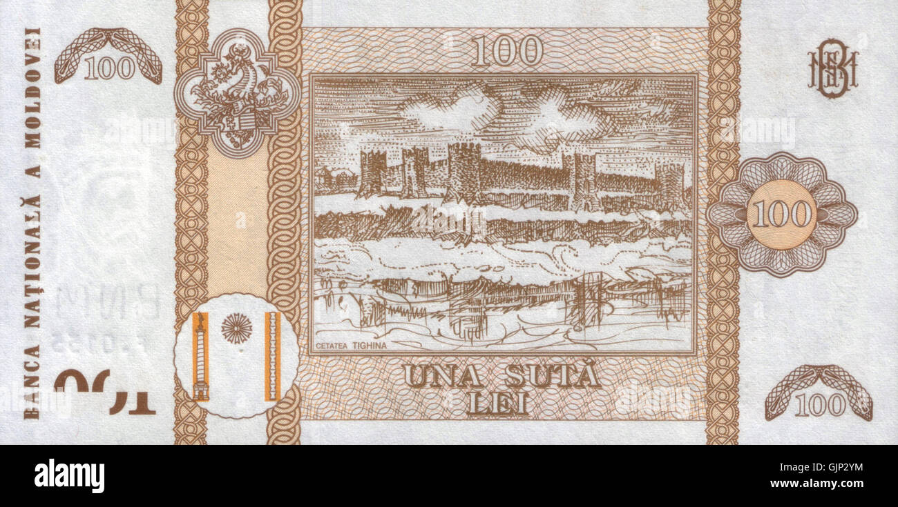 Diese Notiz stellt eine 100er lei-Rechnung aus dem Jahr 1957 dar, die bemerkenswerte Bilder und Design aus der damaligen Zeit enthält. Die Rechnung ist ein Stück rumänischer Währungsgeschichte und spiegelt das wirtschaftliche und politische Klima Rumäniens Mitte des 20. Jahrhunderts wider. Stockfoto