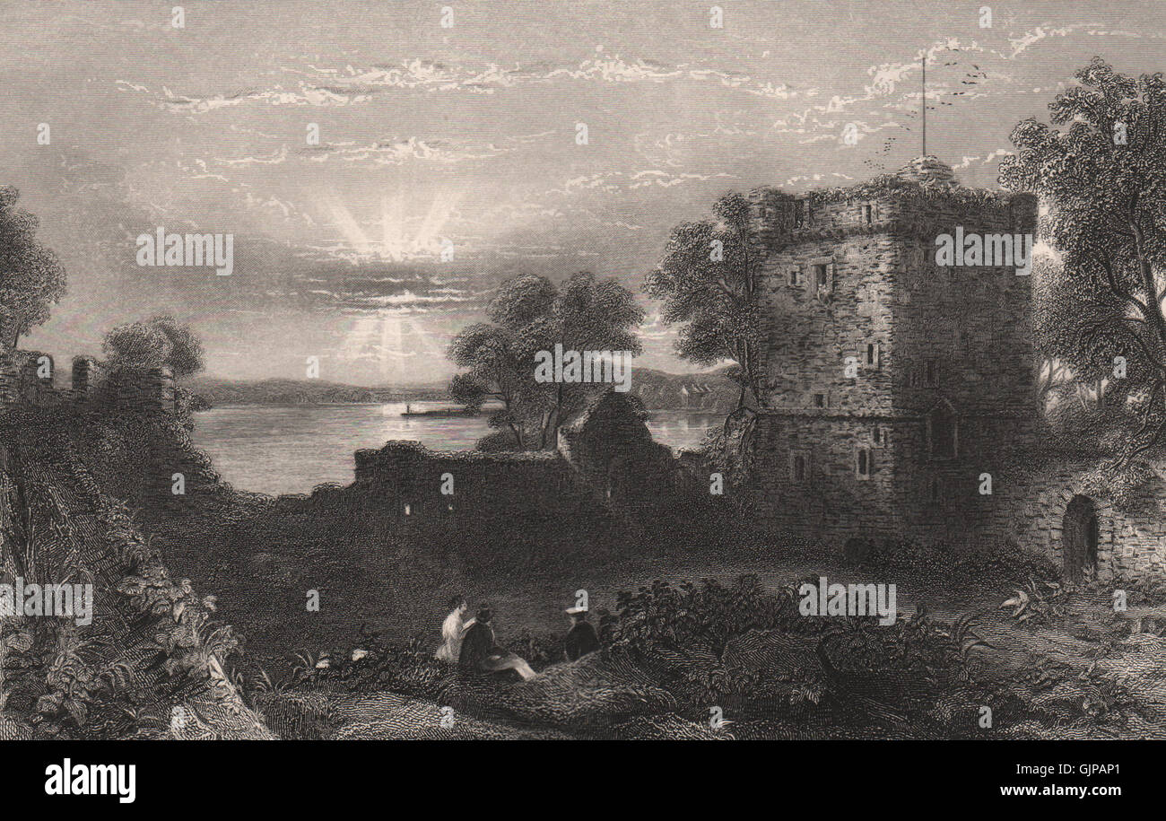 Burg von Loch Leven. Schottland, antiken print 1845 Stockfoto