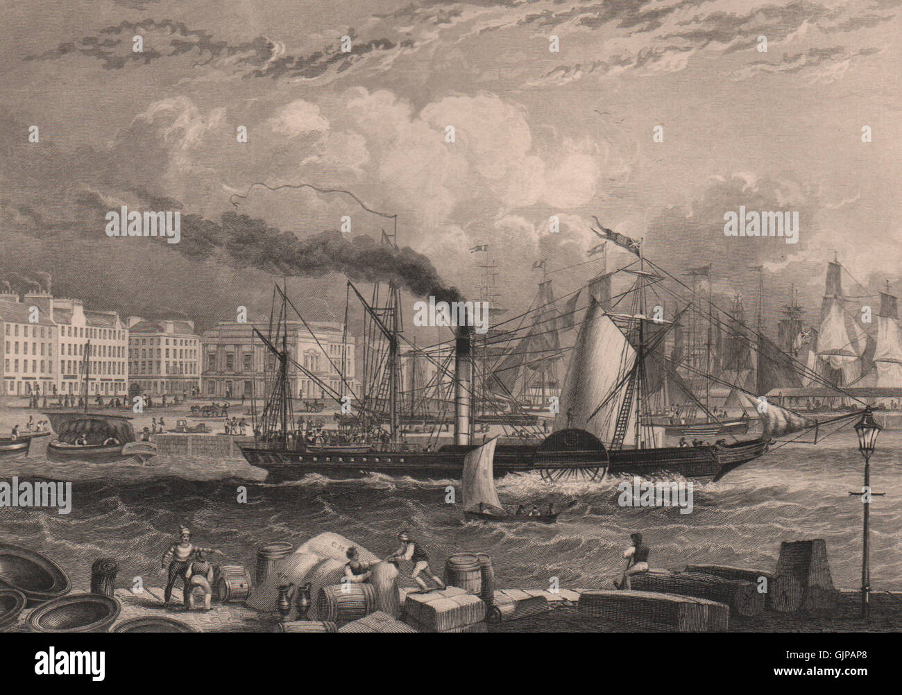 Hafen von Dundee. Schottland, antiken print 1845 Stockfoto