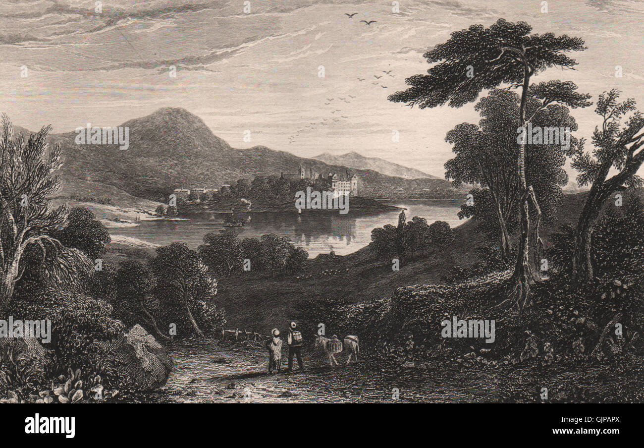 Linlithgow Palace & Loch. Schottland, antiken print 1845 Stockfoto
