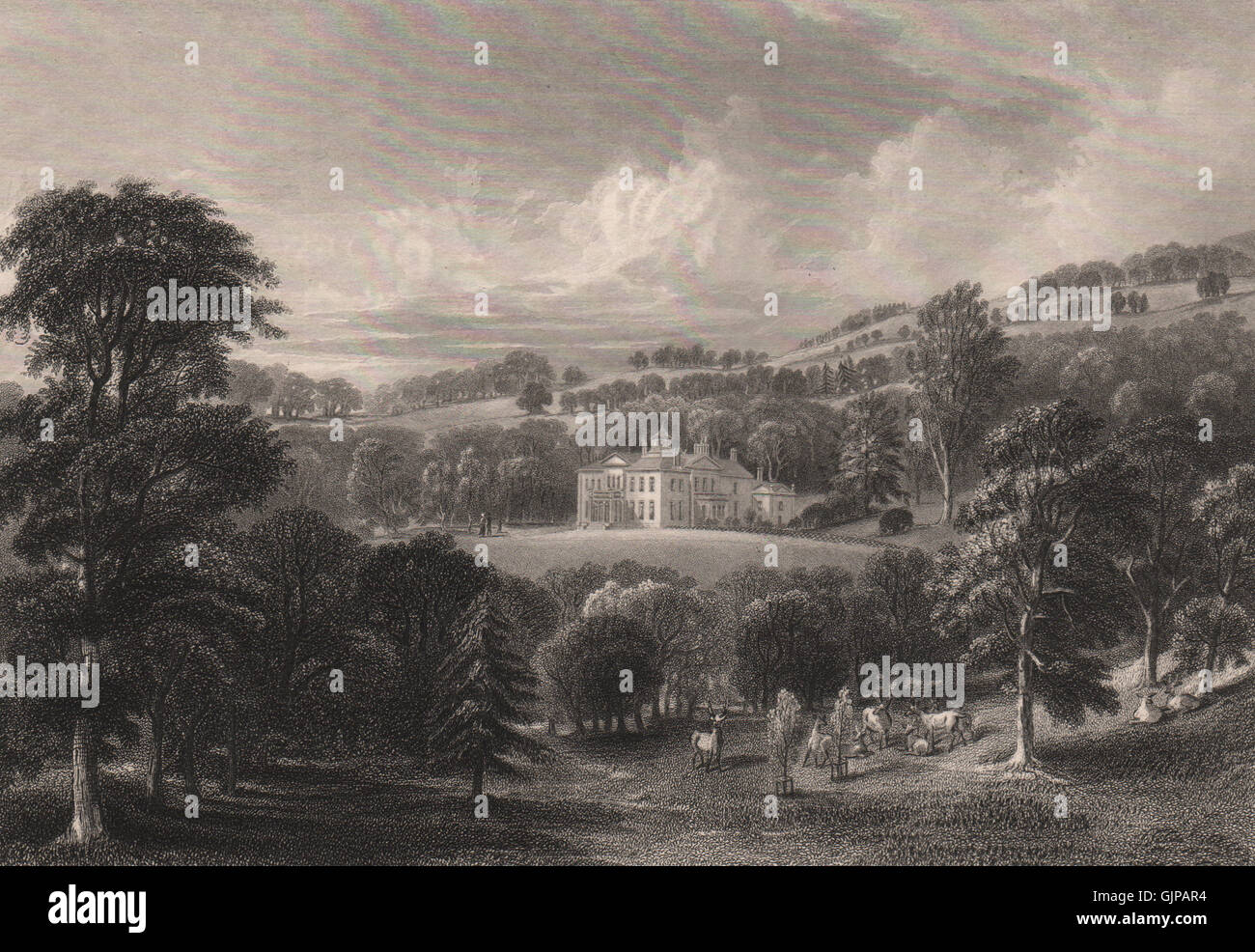 Ballendean Haus. Schottland, antiken print 1845 Stockfoto