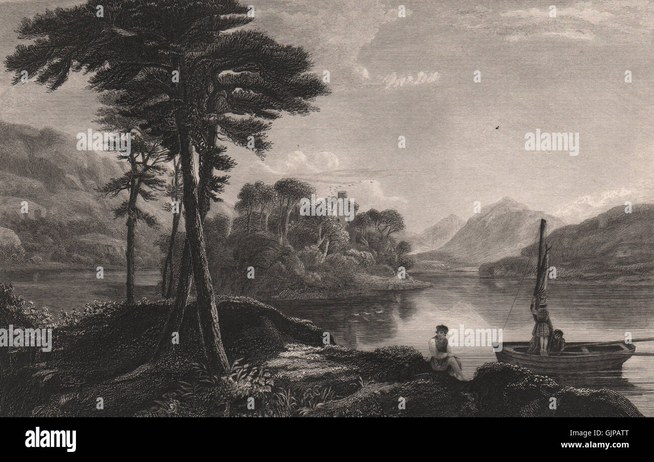 Loch Awe, Argyll und Bute. Schottland, antiken print 1845 Stockfoto