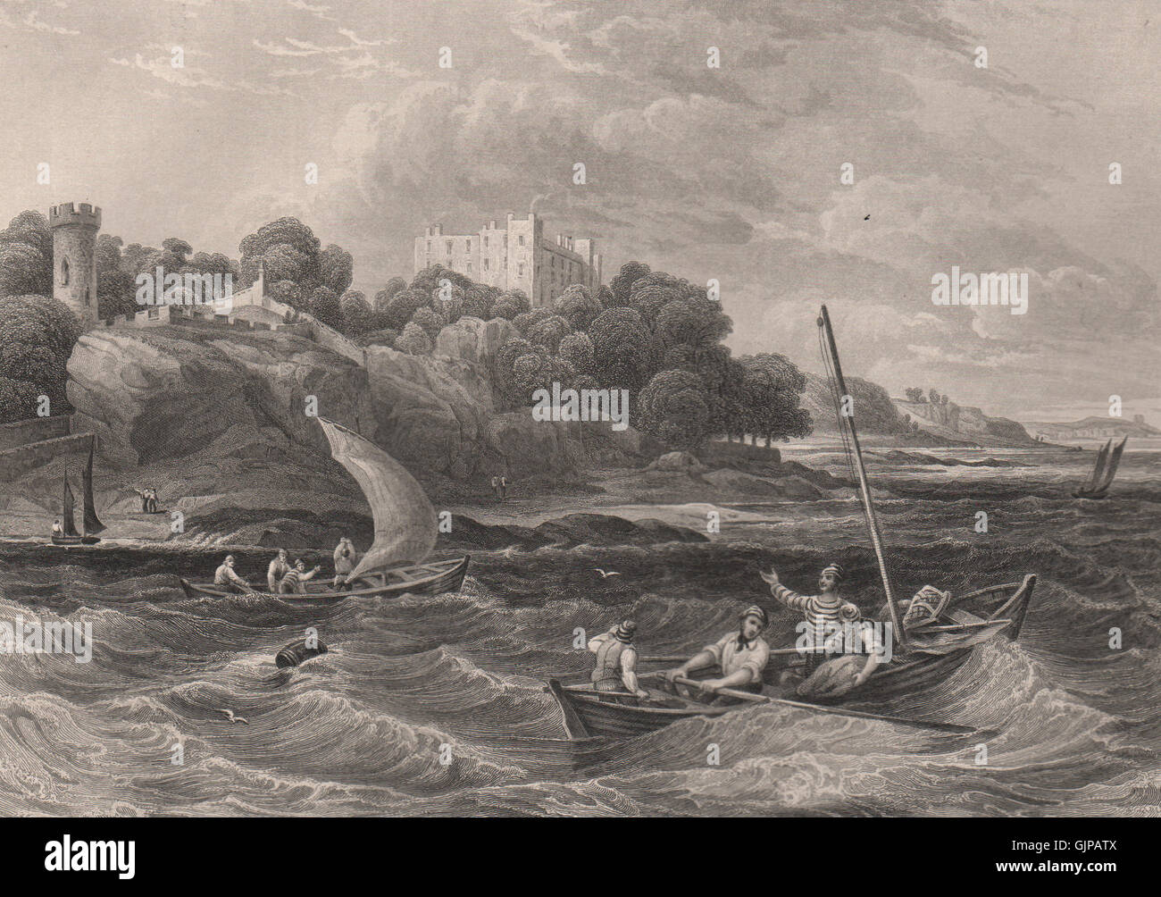 Wemyss Burg, Fife. Schottland, antiken print 1845 Stockfoto