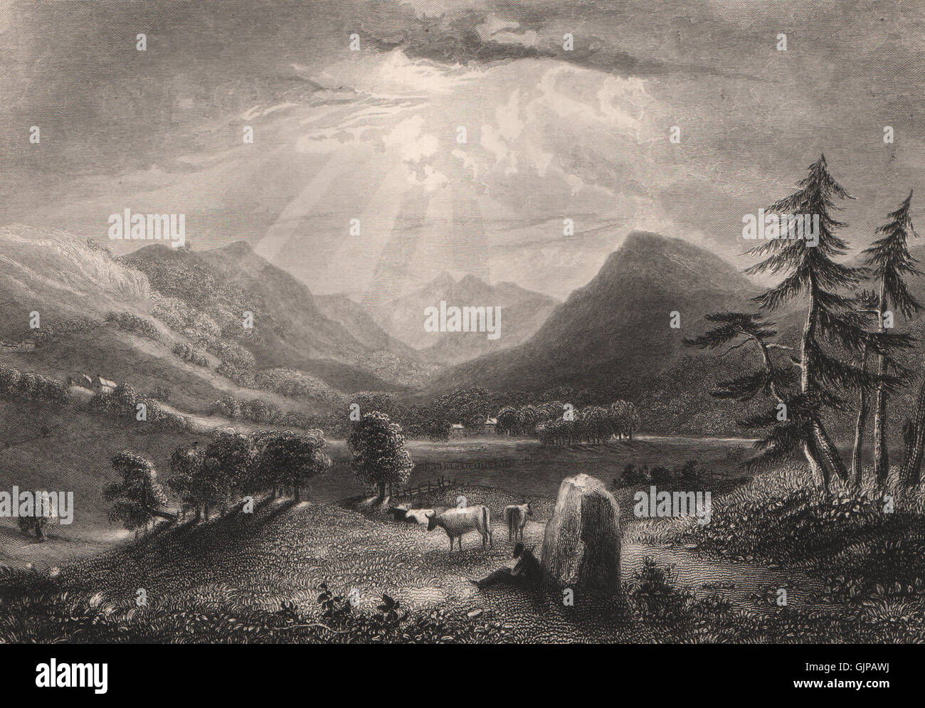 Gleneagles. Schottland, antiken print 1845 Stockfoto
