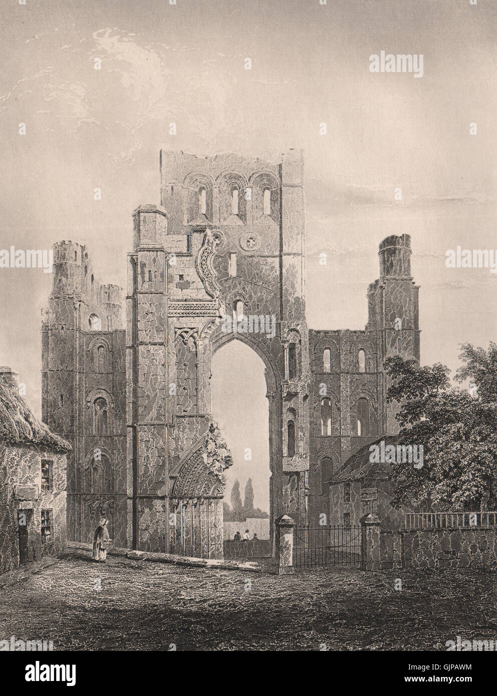 Kelso Abbey. Schottland, antiken print 1845 Stockfoto