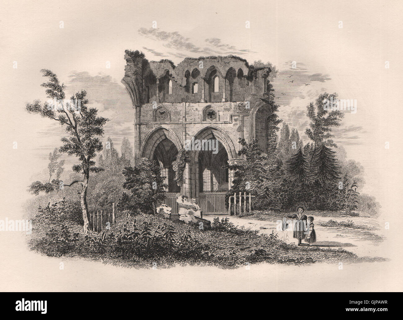 Sir Walter Scotts Grabstätte Dryburgh Abbey, Scottish Borders. Schottland, 1845 Stockfoto