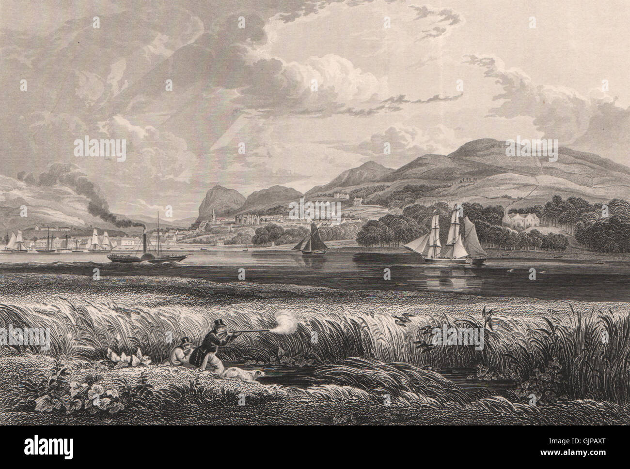 Newburgh, Fife und Fluss Tay. Schottland, antiken print 1845 Stockfoto