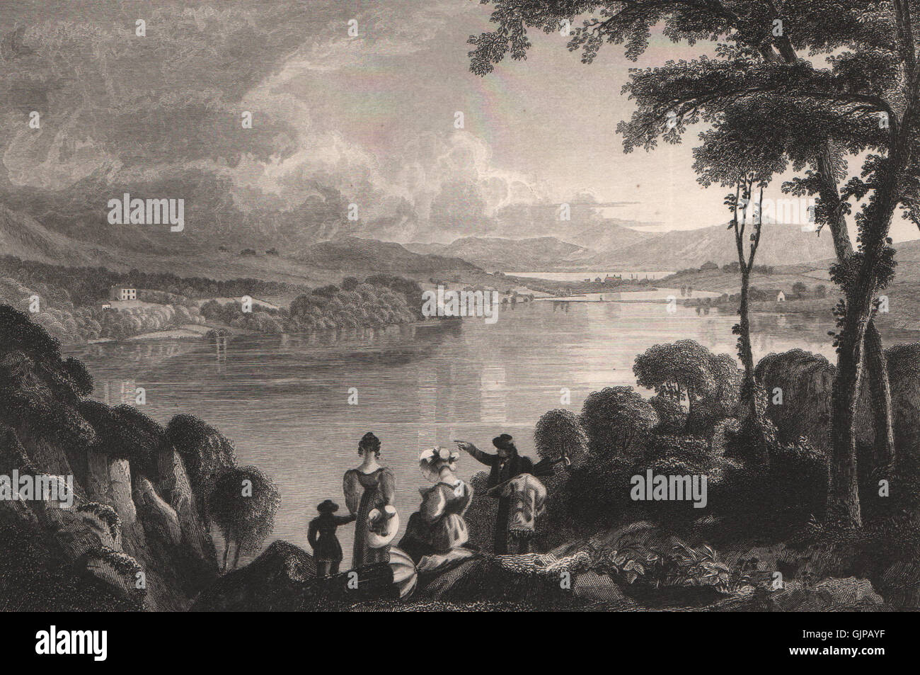 Loch Fad, Isle of Bute. Schottland, antiken print 1845 Stockfoto